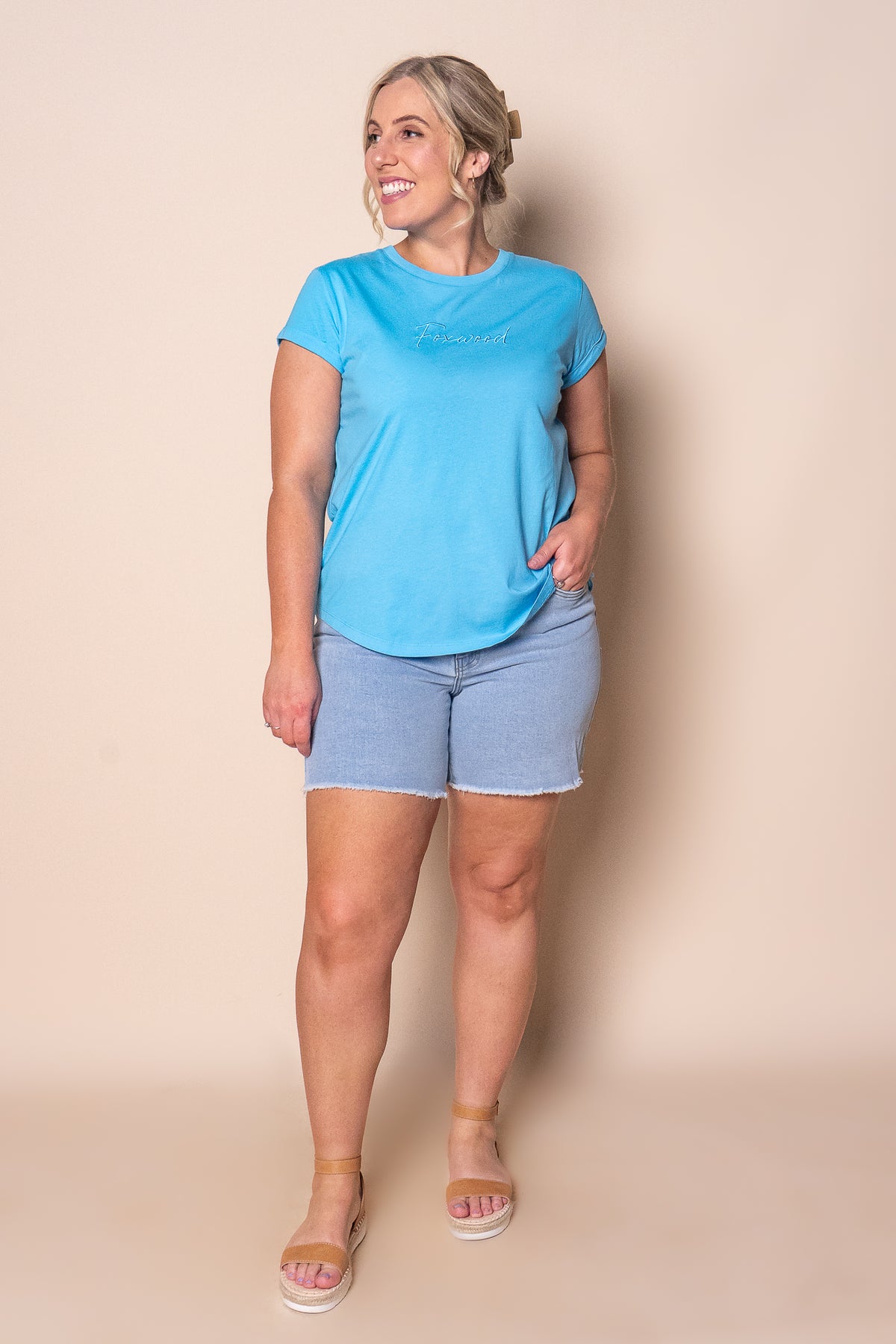 Signature Tee in Azure Blue - Foxwood