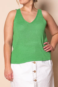 Lilly Crepe Knit Singlet Top in Green