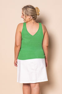 Lilly Crepe Knit Singlet Top in Green