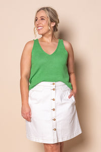 Lilly Crepe Knit Singlet Top in Green