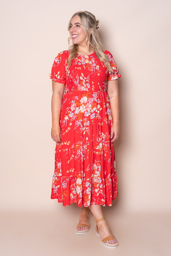 Hillary Midi Dress in Red