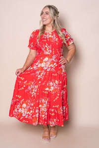 Hillary Midi Dress in Red
