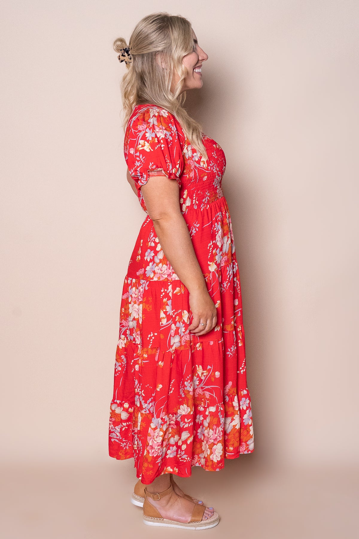 Hillary Midi Dress in Red