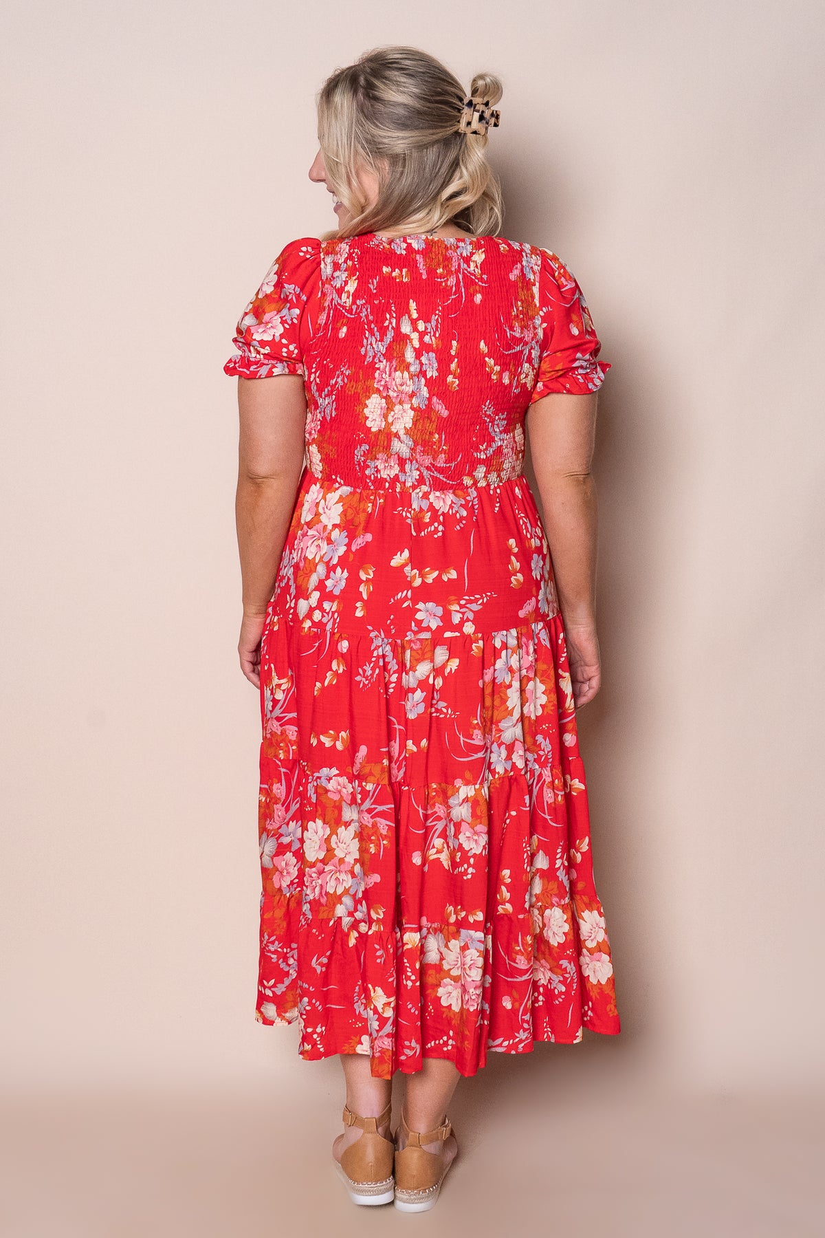 Hillary Midi Dress in Red
