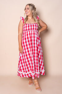 Jovie Midi Dress in Red