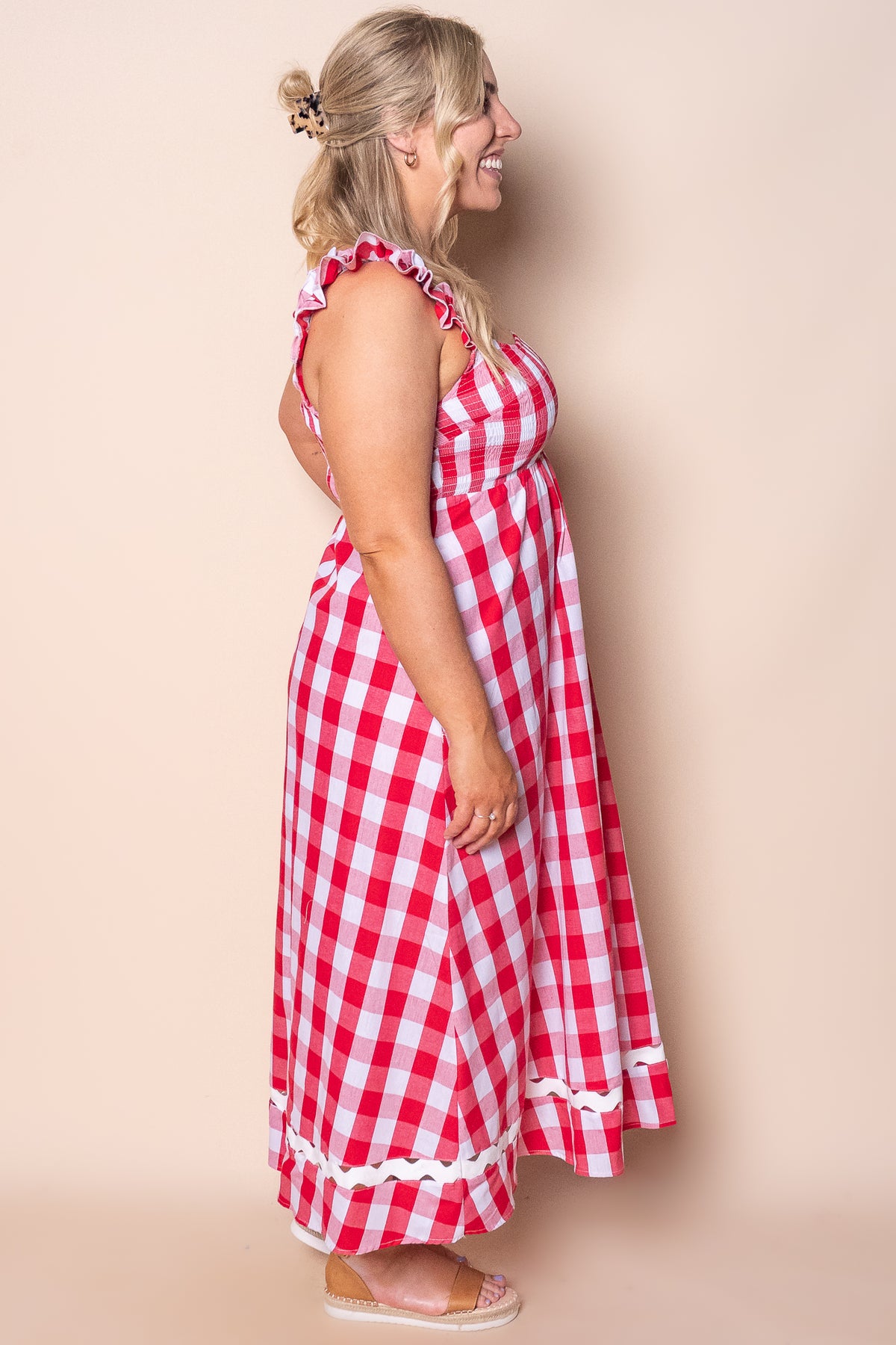 Jovie Midi Dress in Red