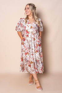 Bridie Midi Dress in White Multi