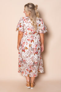 Bridie Midi Dress in White Multi