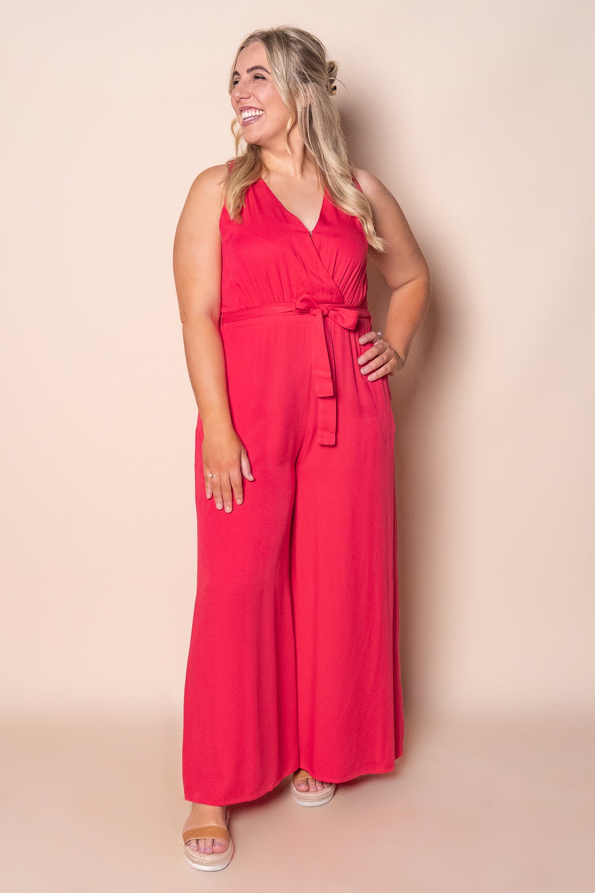 Inga Wrap Jumpsuit in Red