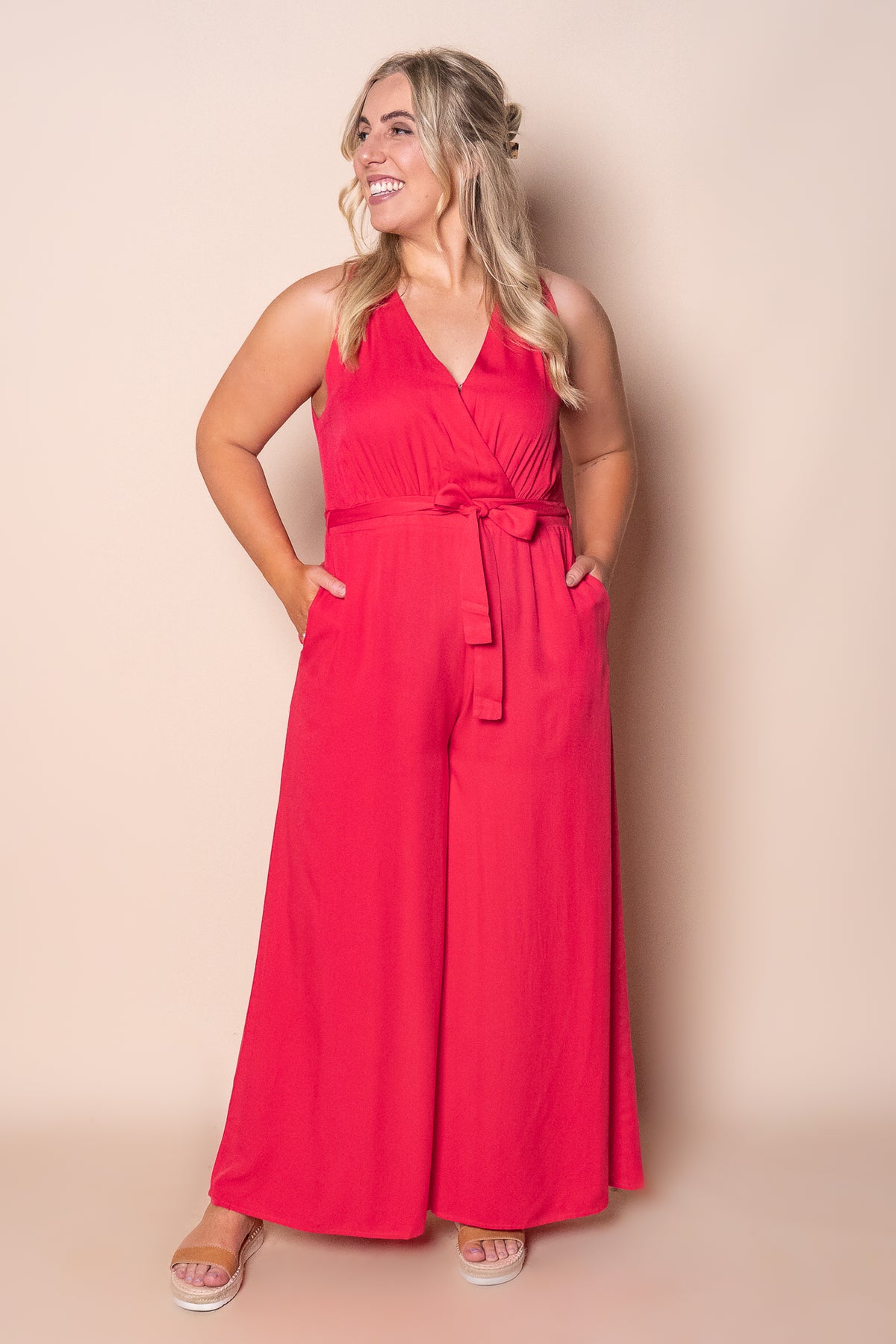 Inga Wrap Jumpsuit in Red