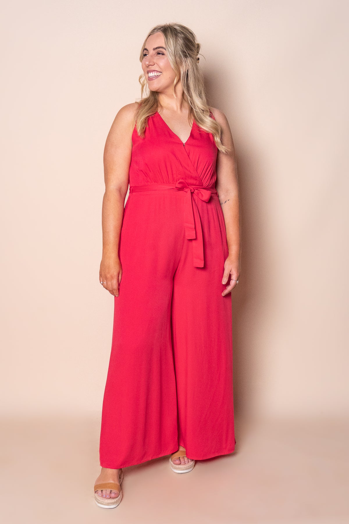 Inga Wrap Jumpsuit in Red