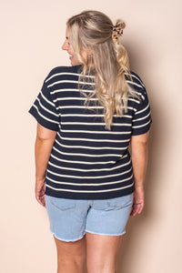 Kiley S/S Striped Knit Top in Navy
