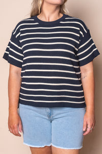 Kiley S/S Striped Knit Top in Navy