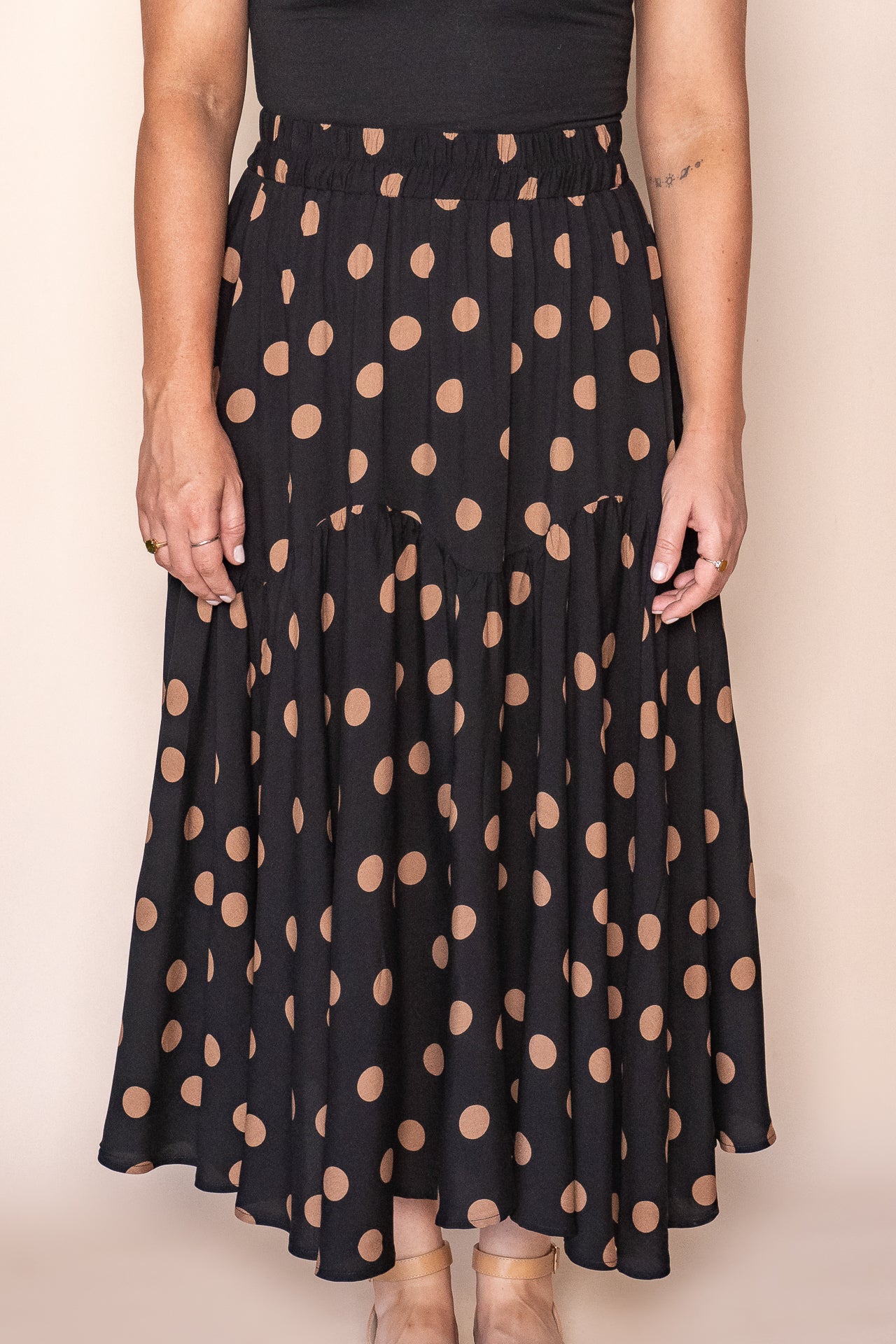 スカート LIMI feu Archive Polka Dot Elastic Skirt Toris Midi Skirt in Black – Always Alice