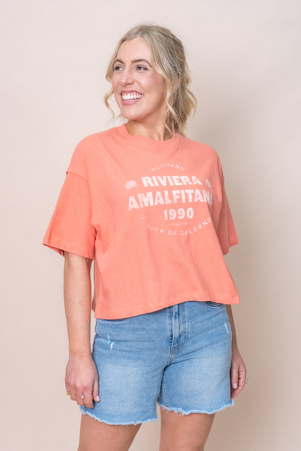 Riviera Oversized Crop Tee in Rose - All About Eve