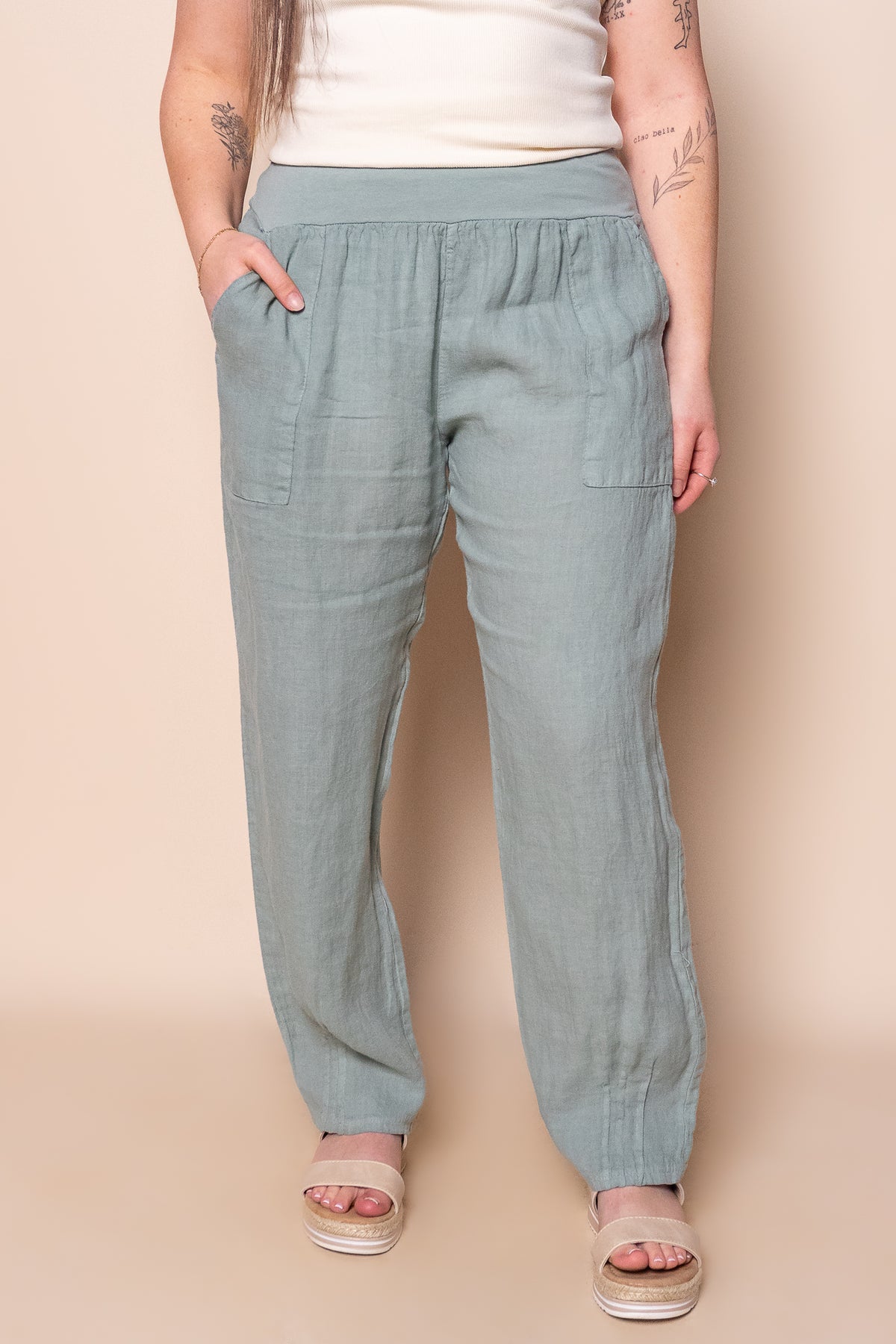 Sadie Linen Pants in Sage