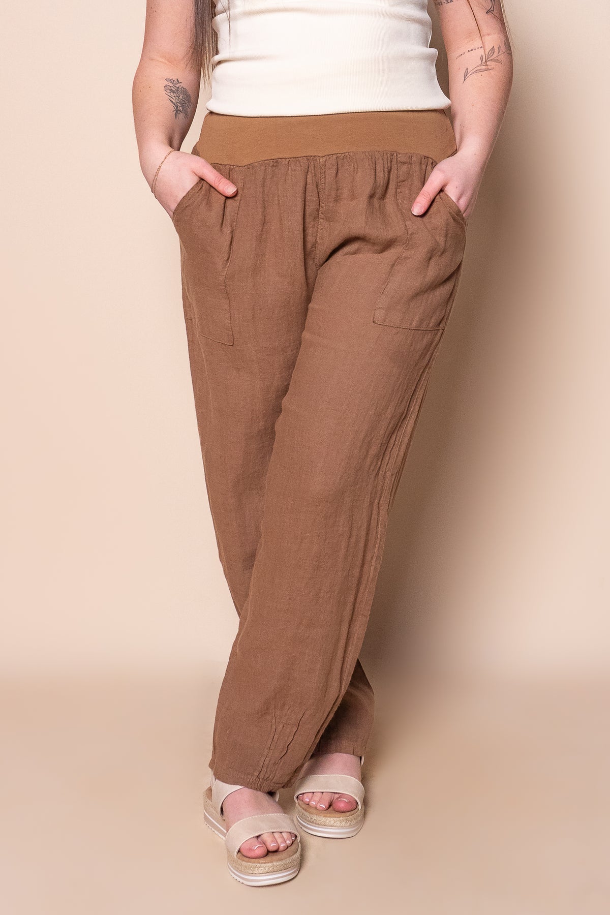Sadie Linen Pants in Tan