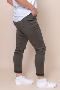 Sylvia Joggers in Dark Khaki - Foxwood