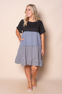 Monica Gingham Dress in Black