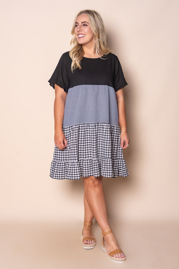 Monica Gingham Dress in Black