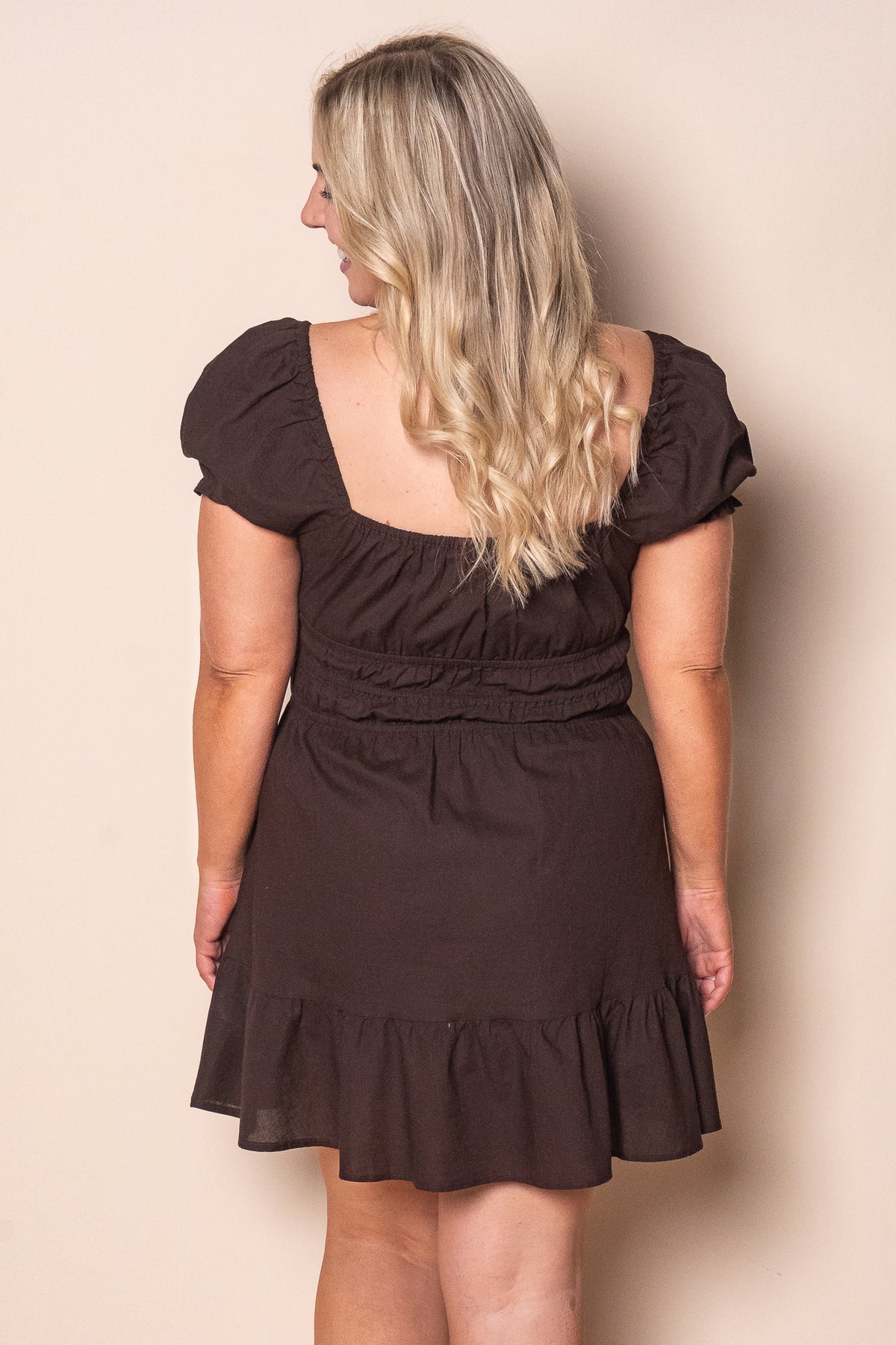 Essential SS Mini Dress in Brown - All About Eve