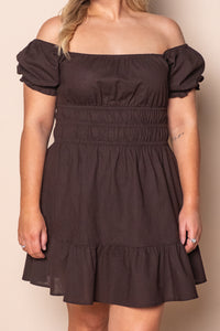 Essential SS Mini Dress in Brown - All About Eve