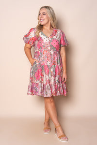 Vivian Gold Metallic Floral Dress in Pink