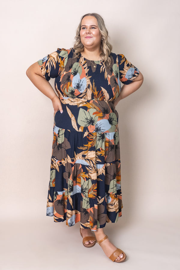 Toula Dress in Navy Multi