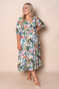 Carmel Midi Dress in Green Multi