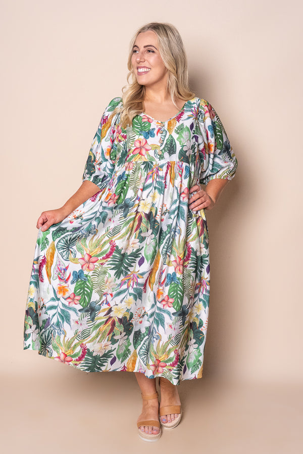 Carmel Midi Dress in Green Multi