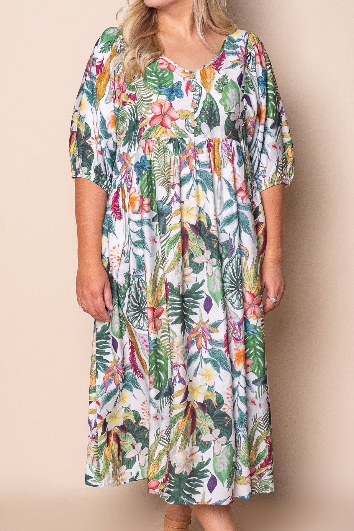 Carmel Midi Dress in Green Multi
