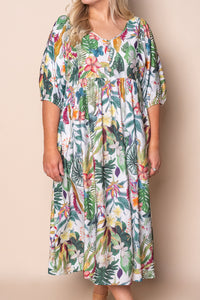 Carmel Midi Dress in Green Multi