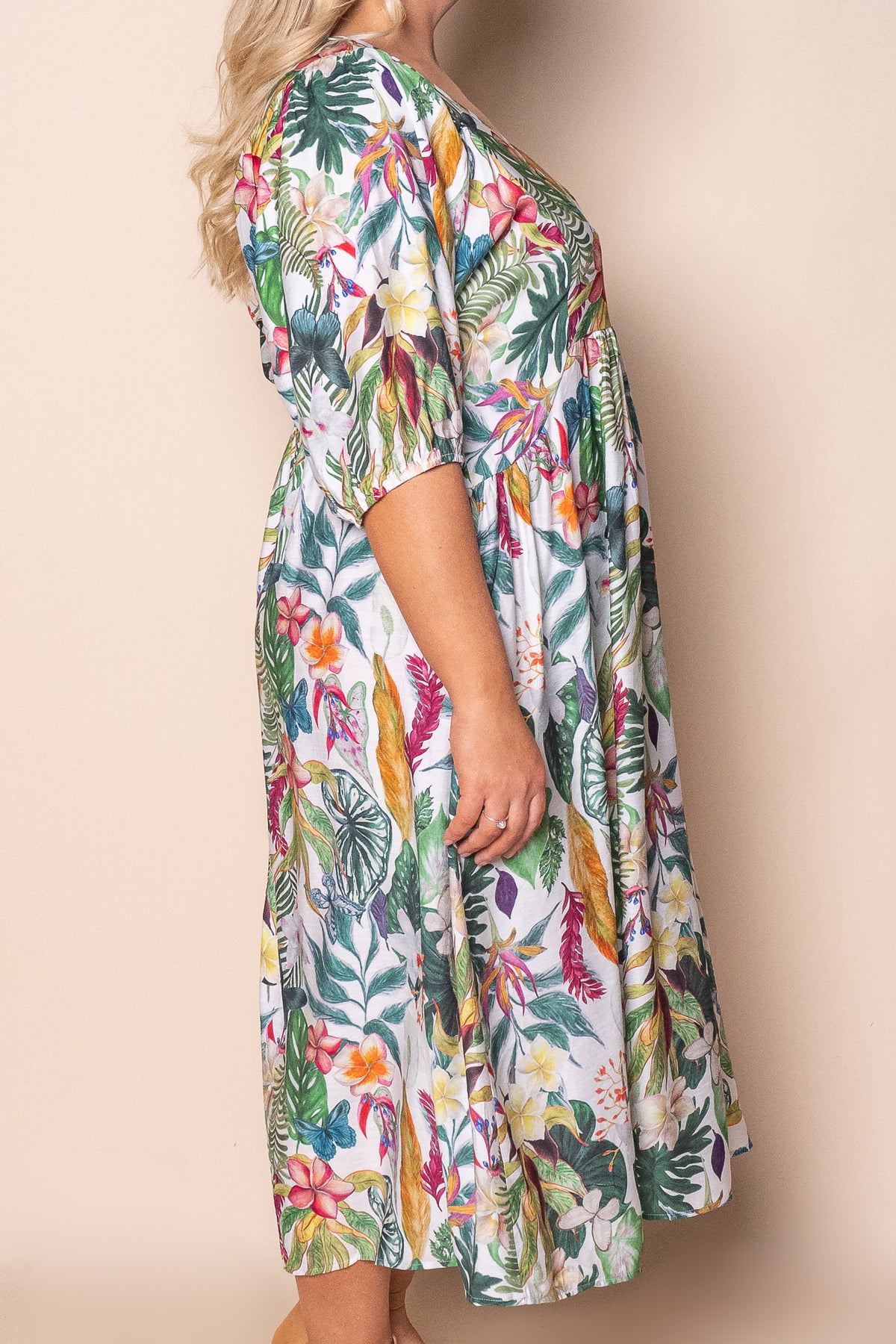 Carmel Midi Dress in Green Multi