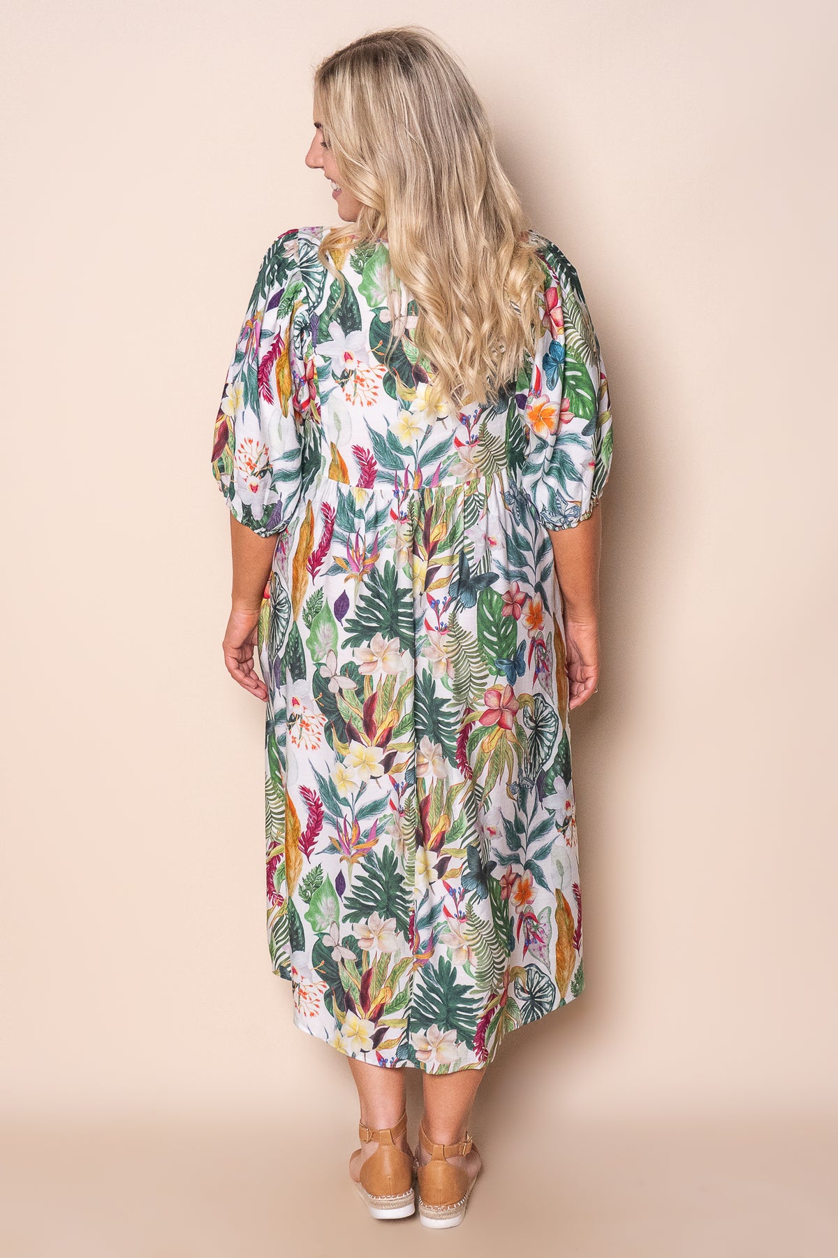 Carmel Midi Dress in Green Multi