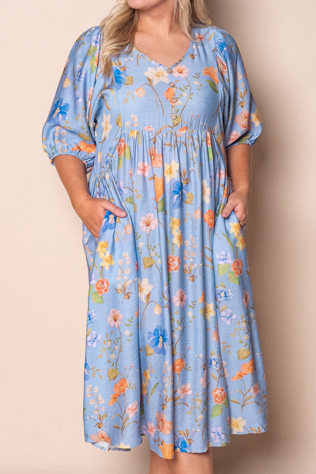 Anna Midi Dress in Light Blue