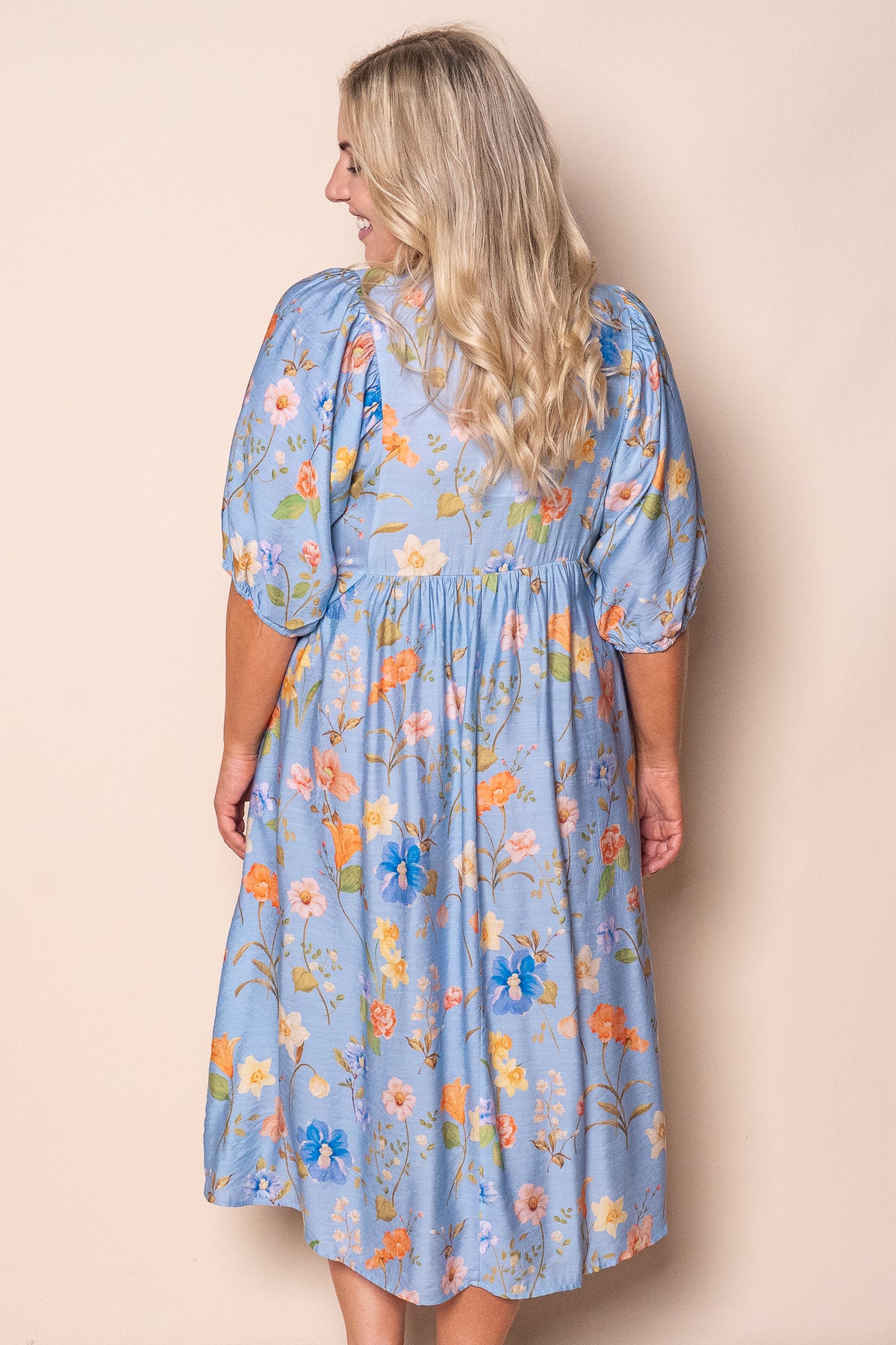 Anna Midi Dress in Light Blue