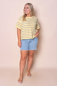 Kiley S/S Striped Knit Top in Yellow
