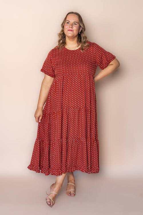 Jensen Midi Dress in Rust