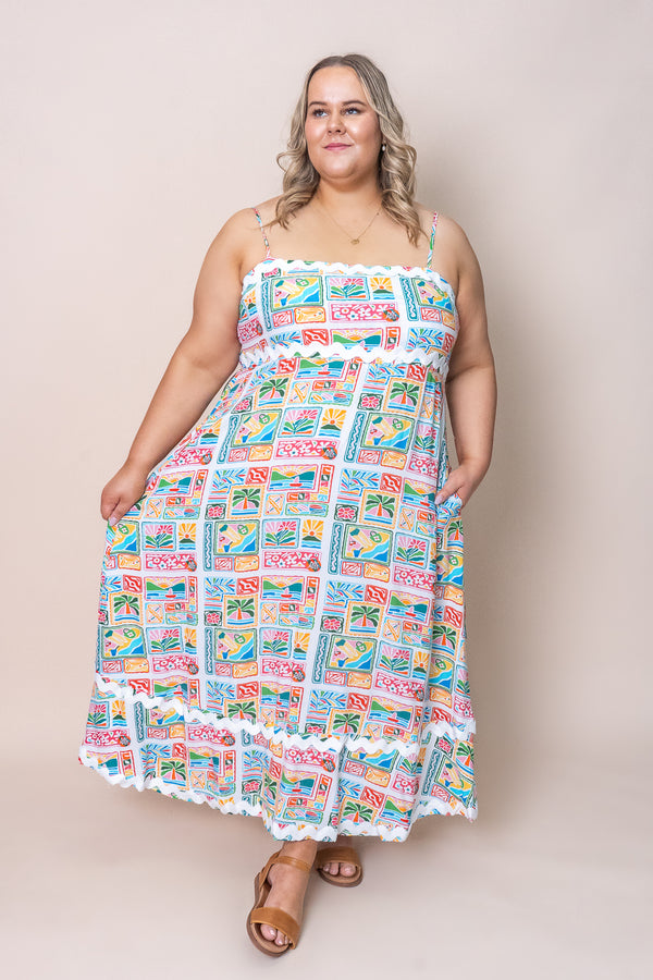 Emmett Dress in White Multi