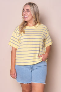 Kiley S/S Striped Knit Top in Yellow