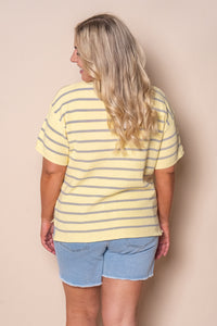 Kiley S/S Striped Knit Top in Yellow