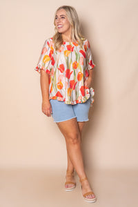 Heidi Floral Top in Beige Multi