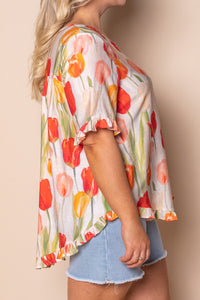 Heidi Floral Top in Beige Multi