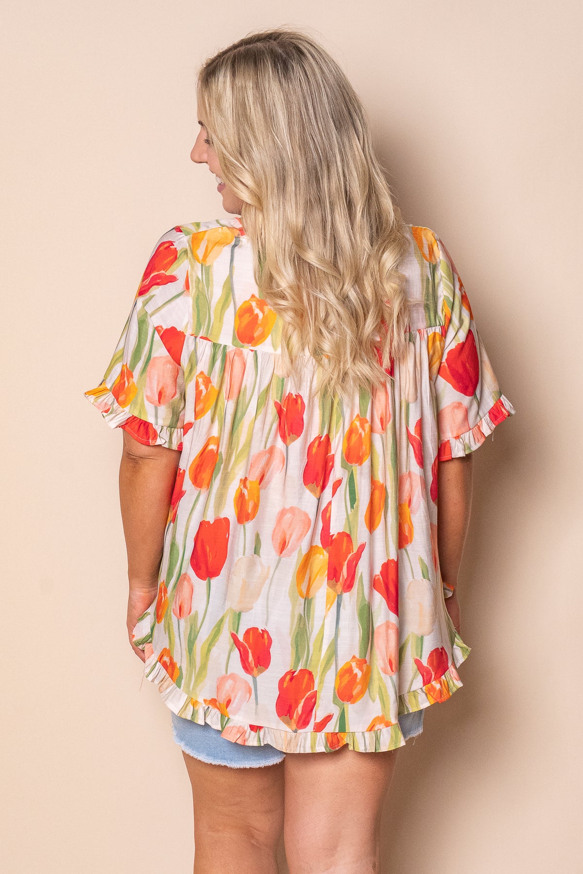 Heidi Floral Top in Beige Multi