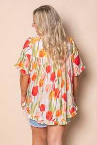 Heidi Floral Top in Beige Multi