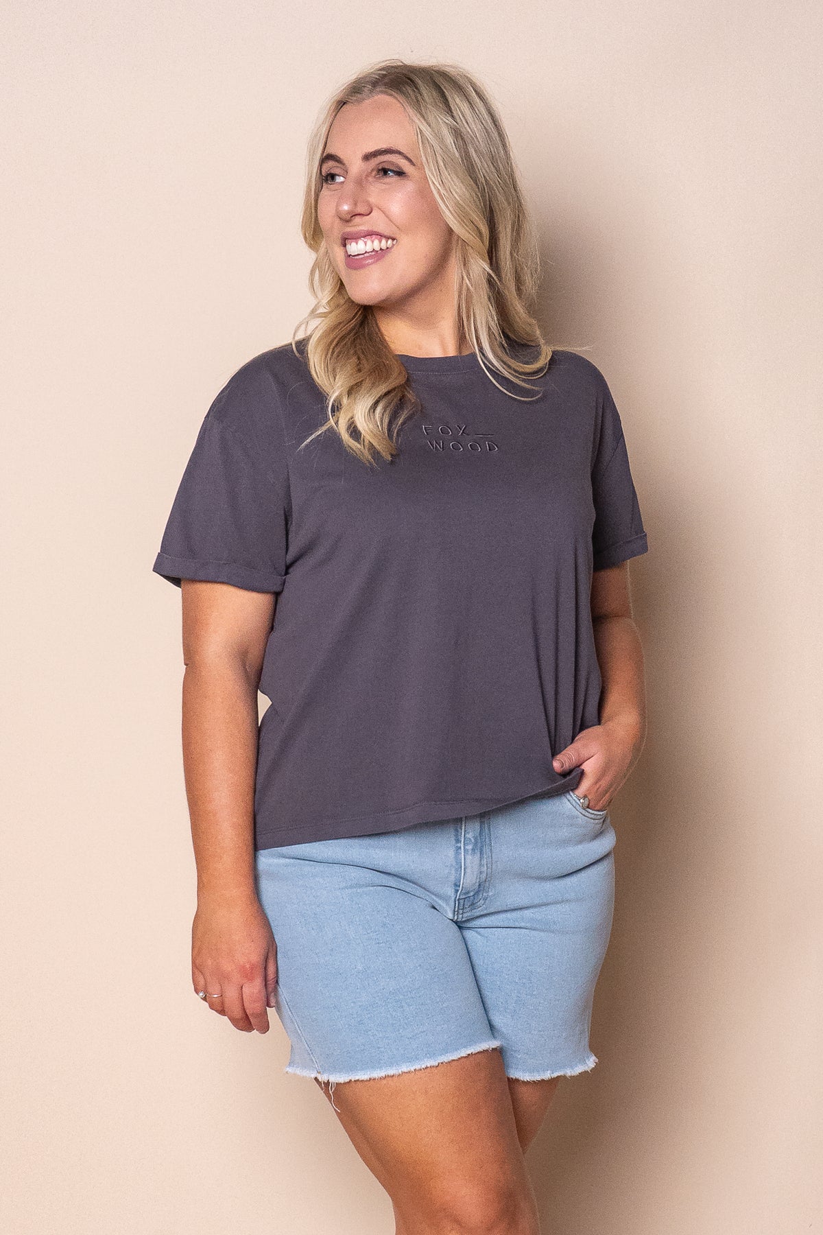 Huntleigh O/S Tee in Charcoal - Foxwood