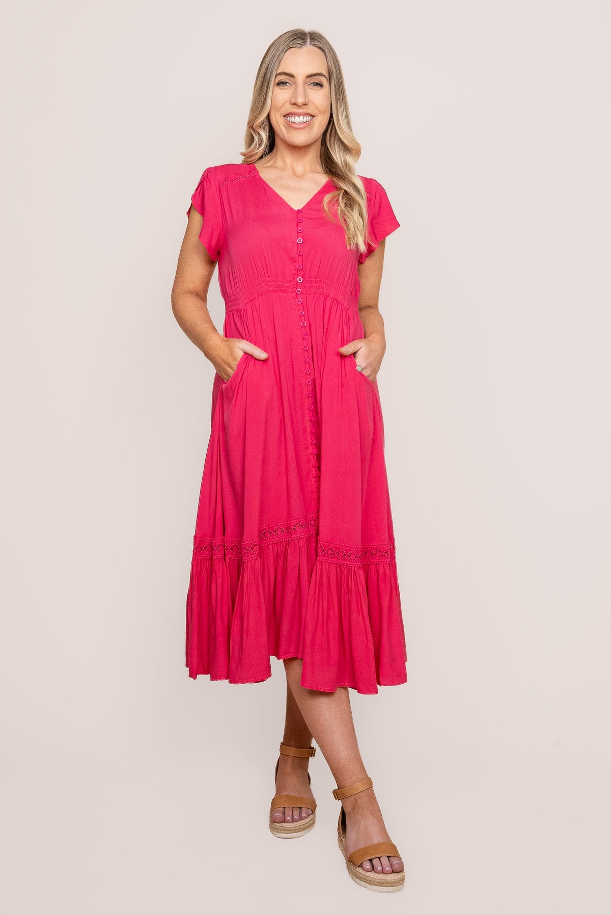 Genie Midi Dress in Lipstick