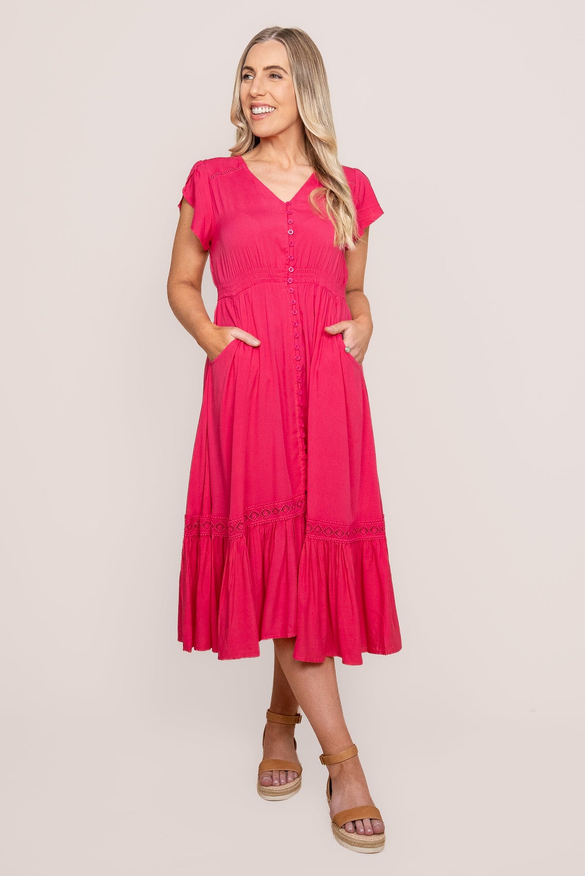 Genie Midi Dress in Lipstick