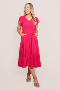 Genie Midi Dress in Lipstick