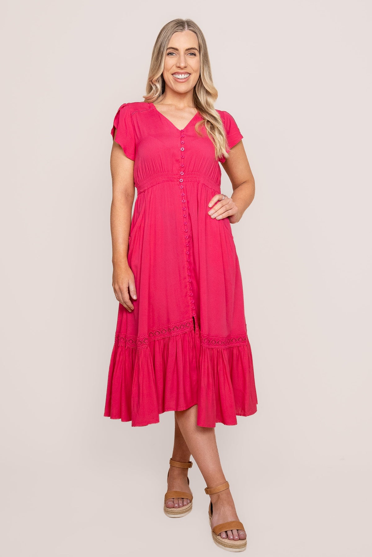 Genie Midi Dress in Lipstick